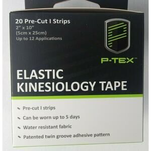 6 ROLLS of P TEX PRE CUT KINESIOLOGY TAPE BLACK WHOLESALE (20 PRE CUT PER ROLL)